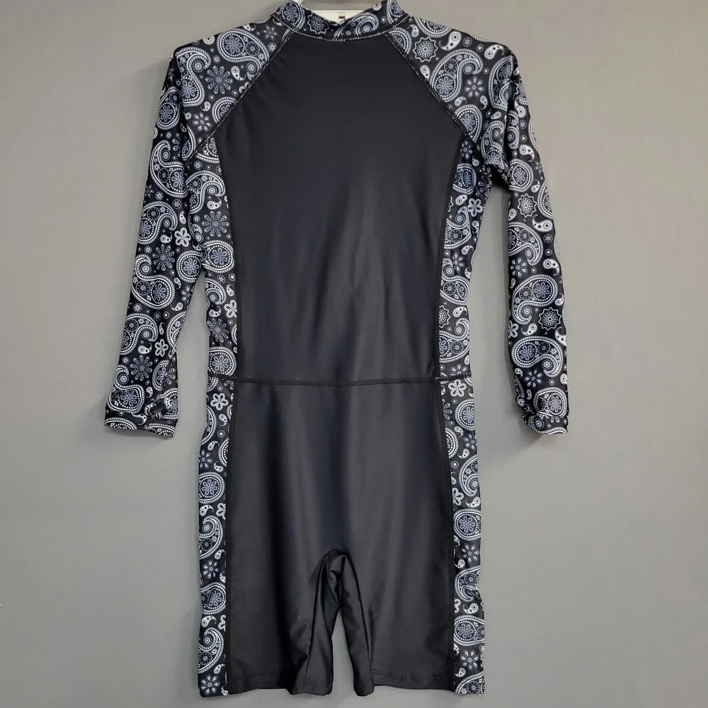 YOLIPULI Swimsuit Girls XXXL Rash Guard One Piece Long Sleeve Paisley UPF50+‎